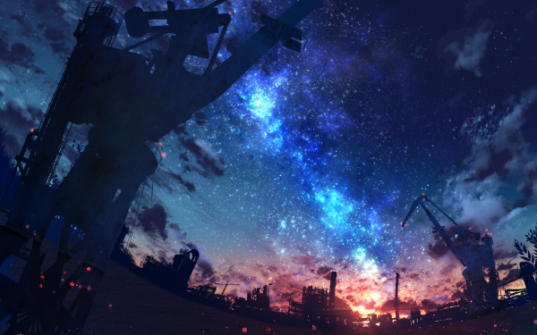 Anime Original Sky Starry Sky Night HD Wallpaper | Background Image