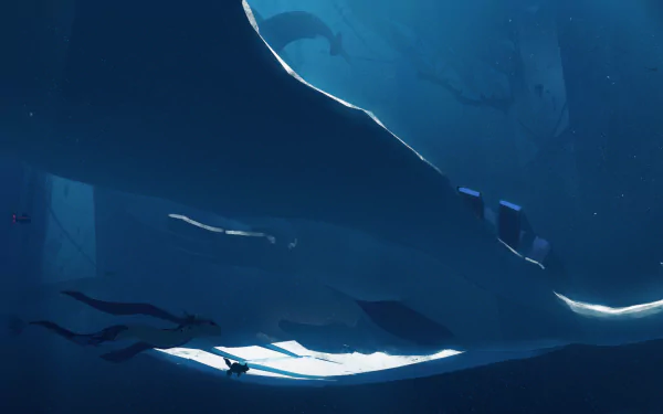 HD PC desktop wallpaper featuring underwater anime scene with Pokémon Wailmer, Tentacool, Remoraid, Milotic, Lugia, Gyarados, and Finneon.