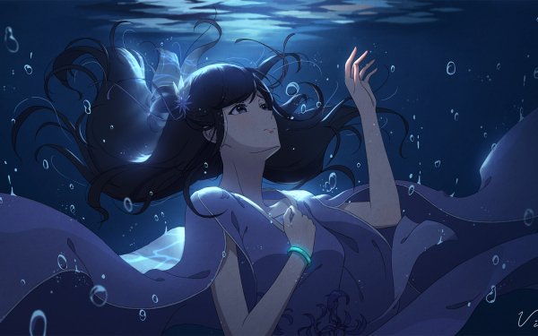 Anime Girl Underwater Bubble HD Wallpaper | Background Image