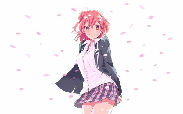 Anime My Teen Romantic Comedy SNAFU Yahari Ore no Seishun Love Comedy wa Machigatteiru Yui Yuigahama Pink Hair Short Hair Red Eyes School Uniform HD Wallpaper | Background Image