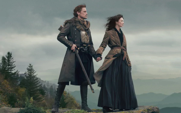 Claire Fraser Caitriona Balfe Jamie Fraser Sam Heughan TV Show Outlander HD Desktop Wallpaper | Background Image