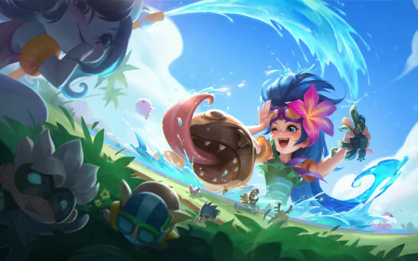HD PC desktop wallpaper featuring Zoe from League of Legends, showcasing vibrant colors and dynamic action from the popular video game.