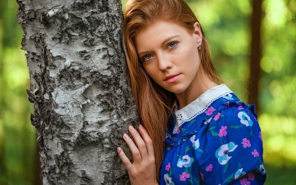 Women Model Redhead Blue Eyes Depth Of Field HD Wallpaper | Background Image