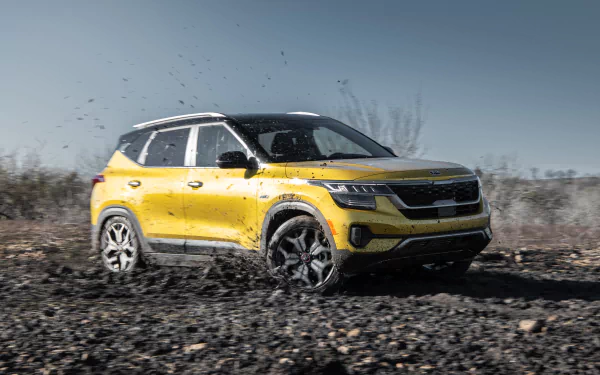 SUV yellow car car Kia vehicle Kia Seltos HD Desktop Wallpaper | Background Image