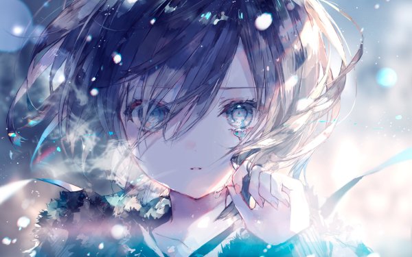 Anime Original Snowfall Tears Wind Wallpaper