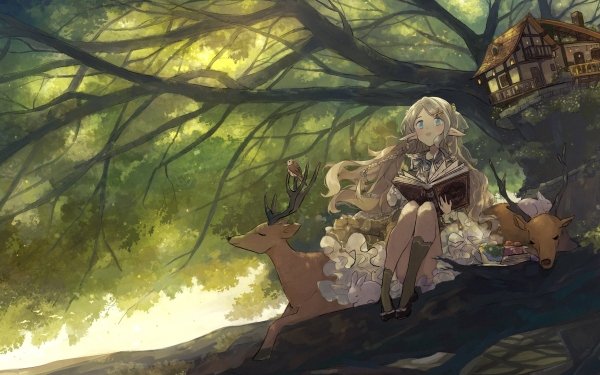 Anime Original Deer Forest HD Wallpaper | Background Image