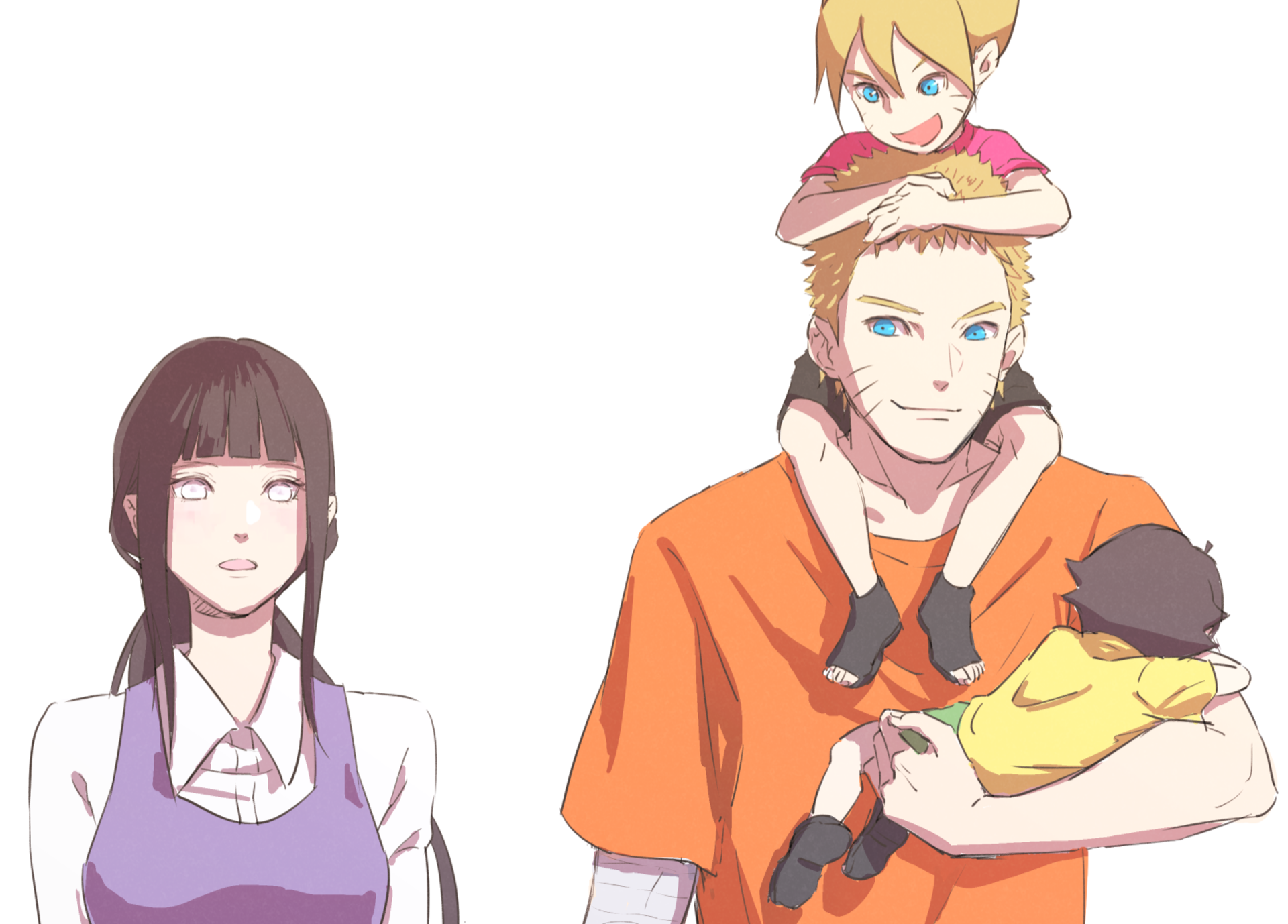 Boruto with Himawari and Hinata