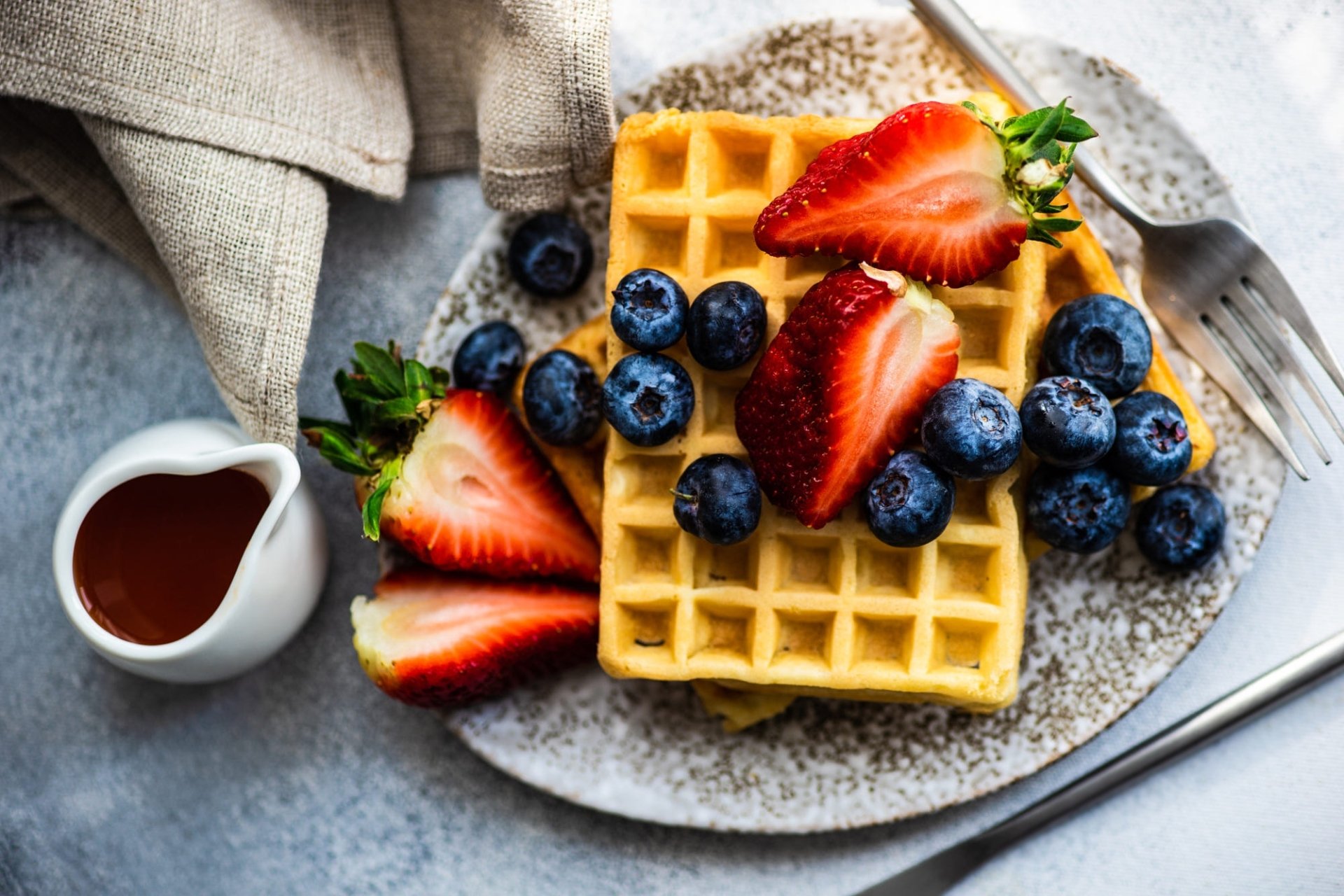 Download Still Life Berry Fruit Breakfast Food Waffle HD Wallpaper