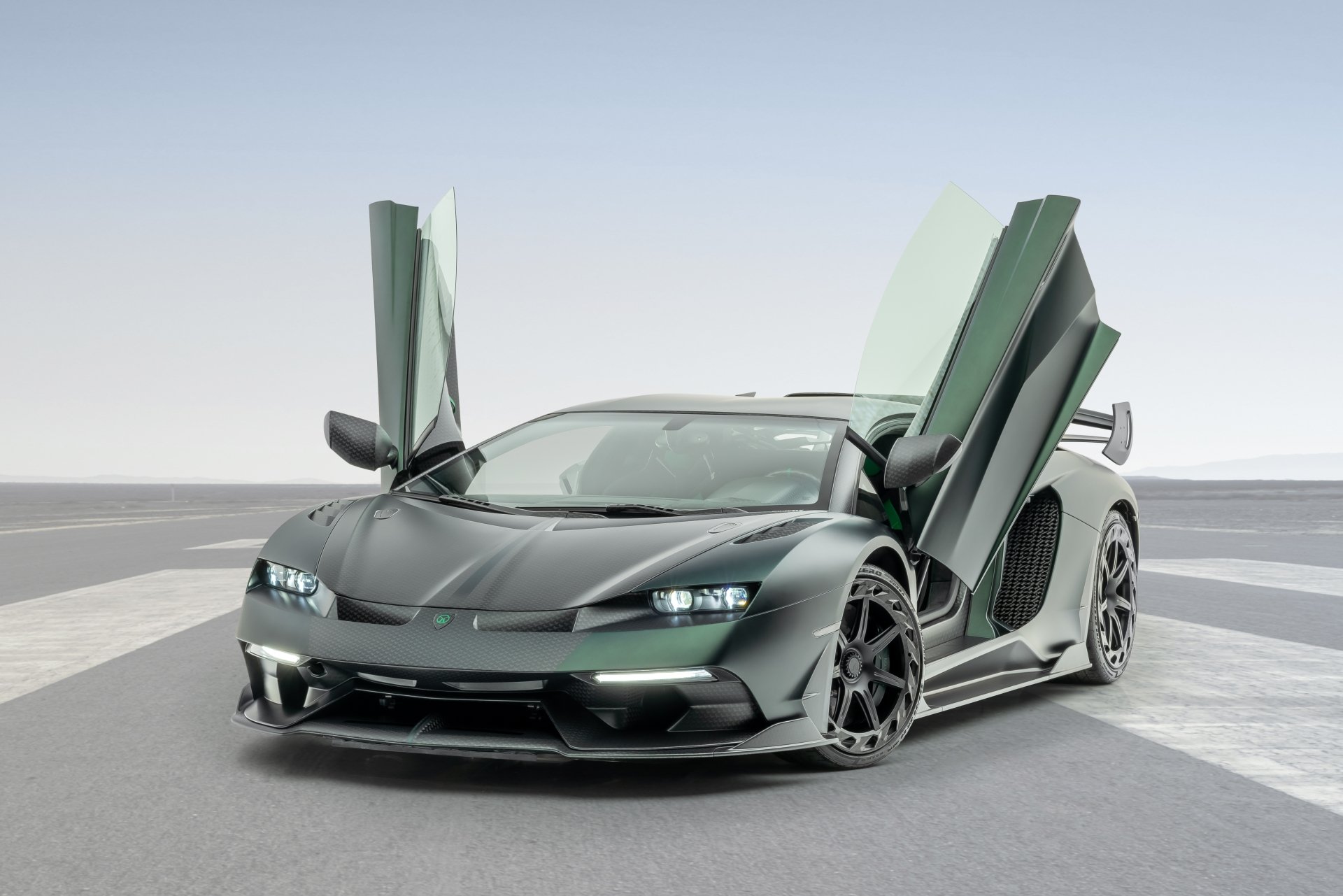 Download Lamborghini Aventador SVJ Green Car Supercar Car Lamborghini Lamborghini Aventador Vehicle Mansory Cabrera 4k Ultra HD Wallpaper