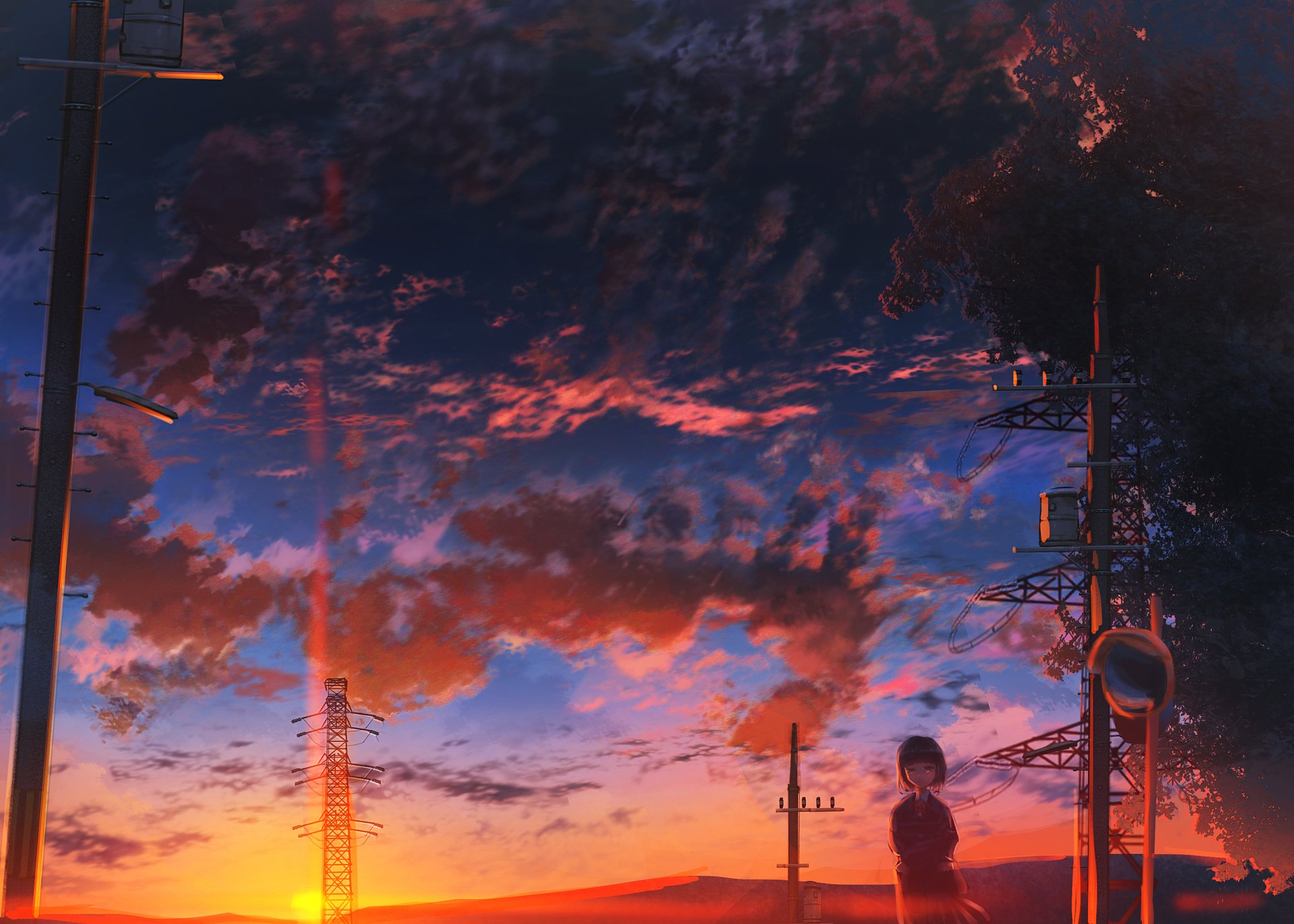 Anime Sunset HD Wallpaper by ナコモ