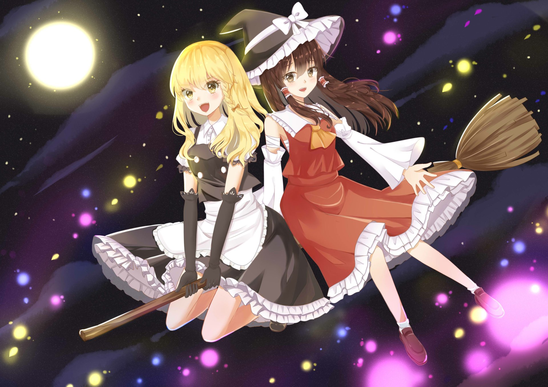 Download Marisa Kirisame Reimu Hakurei Anime Touhou HD Wallpaper by sora_223