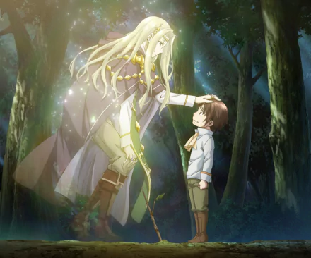 Anime HD wallpaper featuring Wendelin Von Benno Baumeister and Alfred Reinford from The 8th Son Are You Kidding Me, set in a mystical forest background.