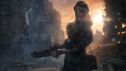 weapon woman warrior Sci Fi post apocalyptic HD Desktop Wallpaper | Background Image