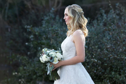 white dress blonde American wedding dress dress bouquet Celebrity Candice King HD Desktop Wallpaper | Background Image