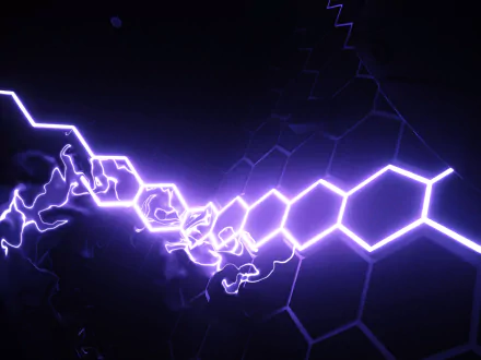 Abstract purple light forms interconnected hexagons with a time-lapse effect, creating a dynamic and vibrant HD PC desktop wallpaper and background.