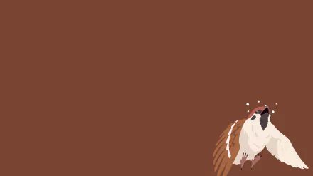 4K Ultra HD anime wallpaper from Demon Slayer: Kimetsu no Yaiba featuring a sparrow character on a solid brown background.