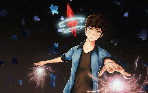 Four-starred Baam from Tower of God is depicted unleashing glowing powers, set against a dark backdrop in this vivid 4K Ultra HD anime desktop wallpaper.