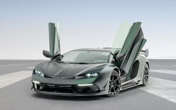 Lamborghini Aventador SVJ green car supercar car Lamborghini Lamborghini Aventador vehicle Mansory Cabrera HD Desktop Wallpaper | Background Image