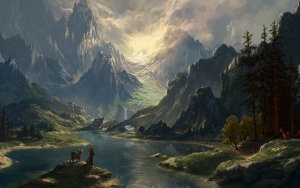 Fantasy Landscape Mountain Nature Lake HD Wallpaper | Background Image