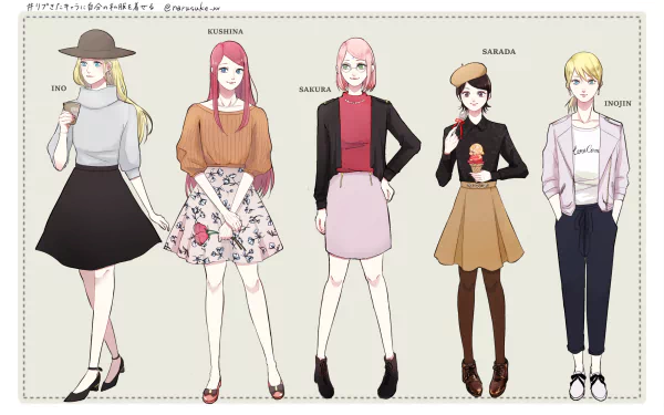 Kushina Uzumaki Sarada Uchiha Ino Yamanaka Inojin Yamanaka Sakura Haruno Anime Boruto HD Desktop Wallpaper | Background Image