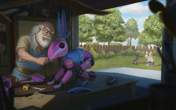 Sci Fi Men Garden Robot HD Wallpaper | Background Image