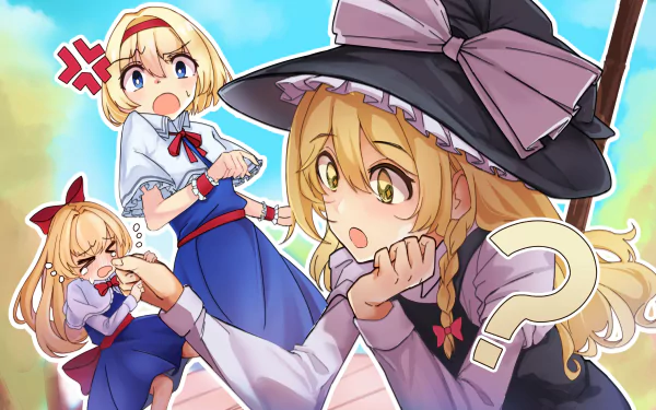 Shanghai Doll Alice Margatroid Marisa Kirisame Anime Touhou HD Desktop Wallpaper | Background Image