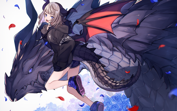 Anime Original Dragon Horns HD Wallpaper | Background Image