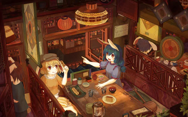 Seiran (Touhou) Ringo (Touhou) Anime Touhou HD Desktop Wallpaper | Background Image