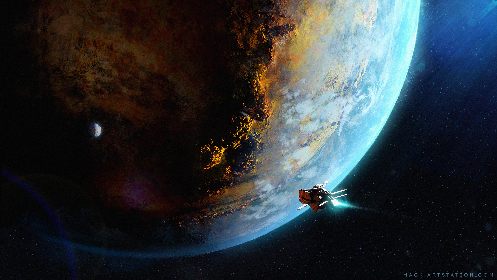 Download Planet Sci Fi Spaceship HD Wallpaper by Mack Sztaba