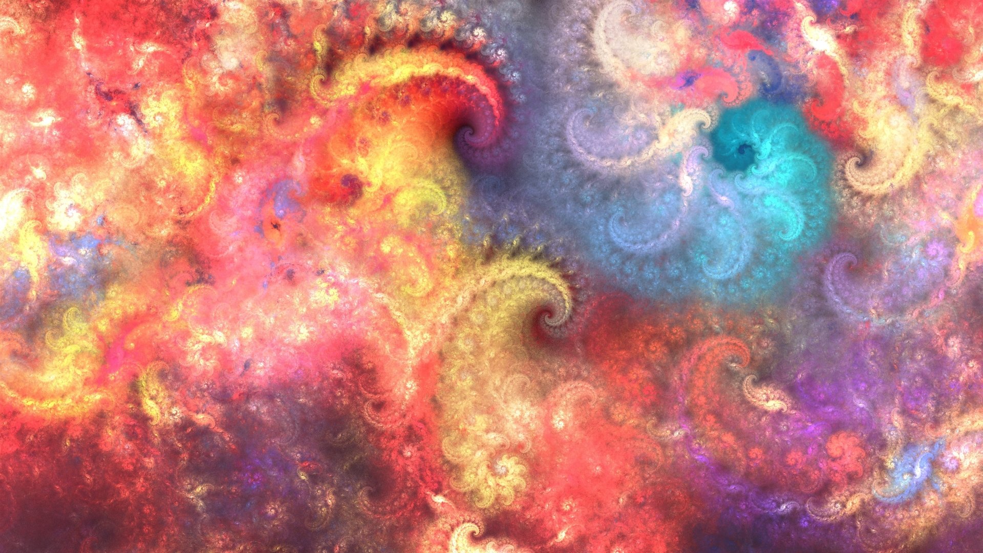 Colorful HD desktop wallpaper featuring a psychedelic swirl of vivid colors and fractal patterns, creating a mesmerizing abstract background.