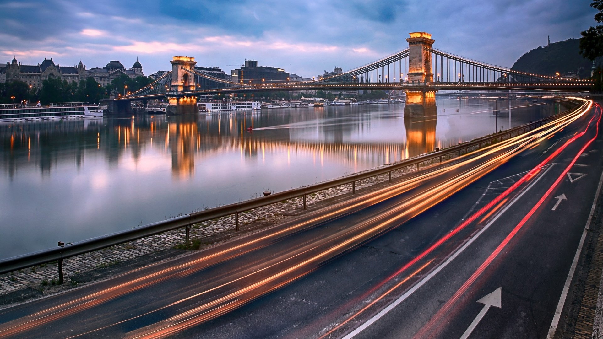 Download River Budapest Hungary Man Made Chain Bridge 4k Ultra HD Wallpaper