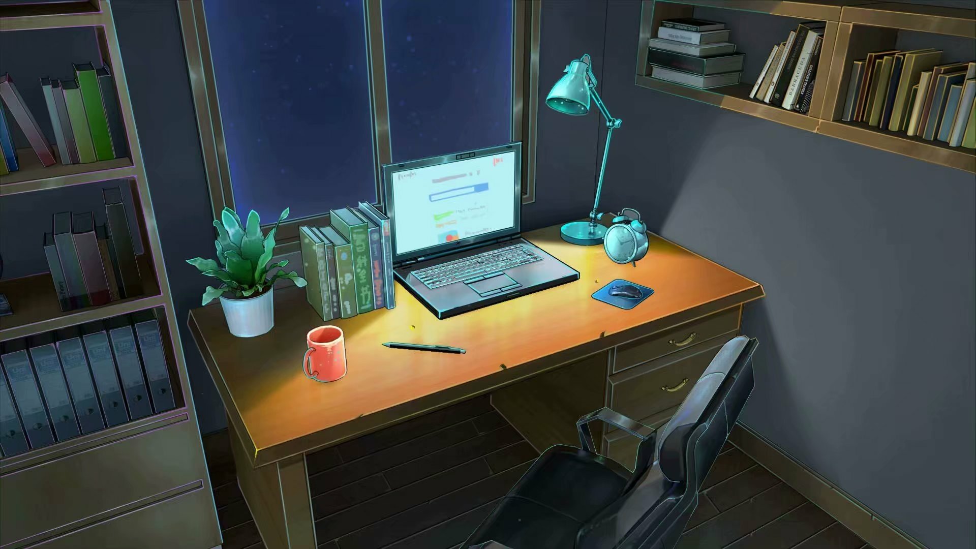 Download Computer Night Anime Room Anime Room HD Wallpaper by 行之LV