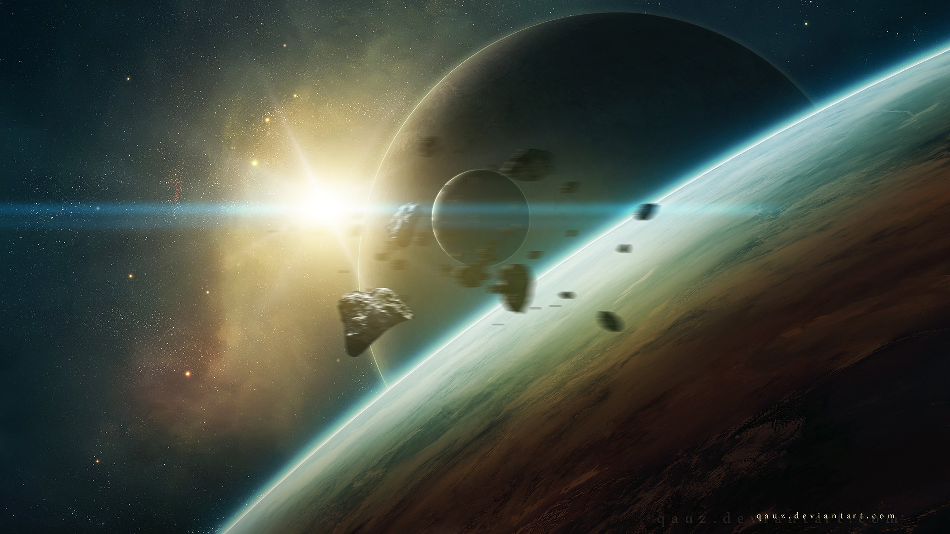 Download Sci Fi Planetscape HD Wallpaper by QAuZ
