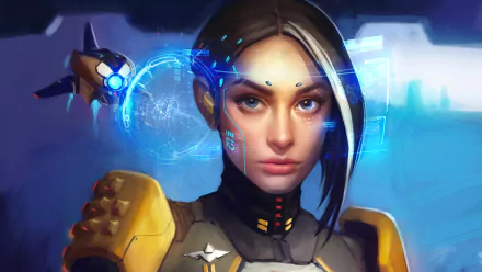 short hair blue eyes Sci Fi woman HD Desktop Wallpaper | Background Image