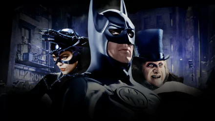 Michelle Pfeiffer Danny DeVito Michael Keaton Catwoman Penguin (DC Comics) Batman movie Batman Returns HD Desktop Wallpaper | Background Image