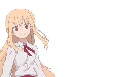 Anime character Umaru Doma from Himouto! Umaru-chan appears in this HD PC desktop wallpaper with a white background and a gentle smile.
