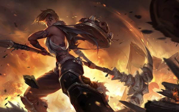 Video Game Legends of Runeterra Woman Warrior Weapon Blonde HD Wallpaper | Background Image