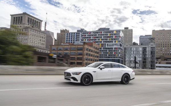 white car car Mercedes-AMG Mercedes-AMG GT 43 vehicle Mercedes-AMG GT HD Desktop Wallpaper | Background Image