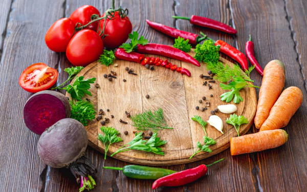 pepper tomato carrot food still life HD Desktop Wallpaper | Background Image