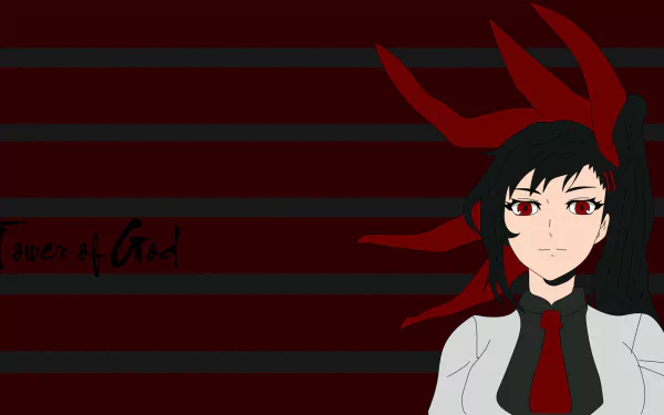 Ha Yuri Zahard from the anime Tower of God (Kami no Tou) is depicted in this HD PC desktop wallpaper with a dark red and black background.