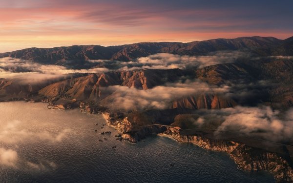 Earth Big Sur Mountain Aerial Coastline Landscape Apple Inc. HD Wallpaper | Background Image