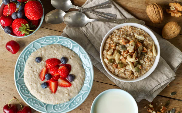 still life oatmeal nut blueberry berry food breakfast HD Desktop Wallpaper | Background Image
