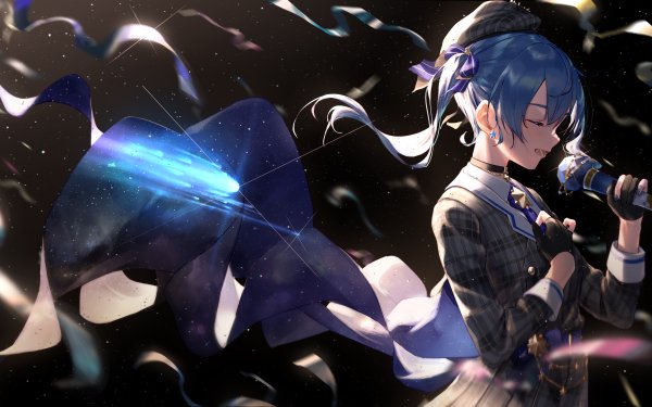 Anime Virtual Youtuber Hololive Suisei Hoshimachi Blue Hair HD Wallpaper | Background Image