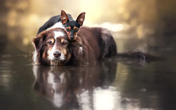 miniature pinscher border collie water Animal dog HD Desktop Wallpaper | Background Image