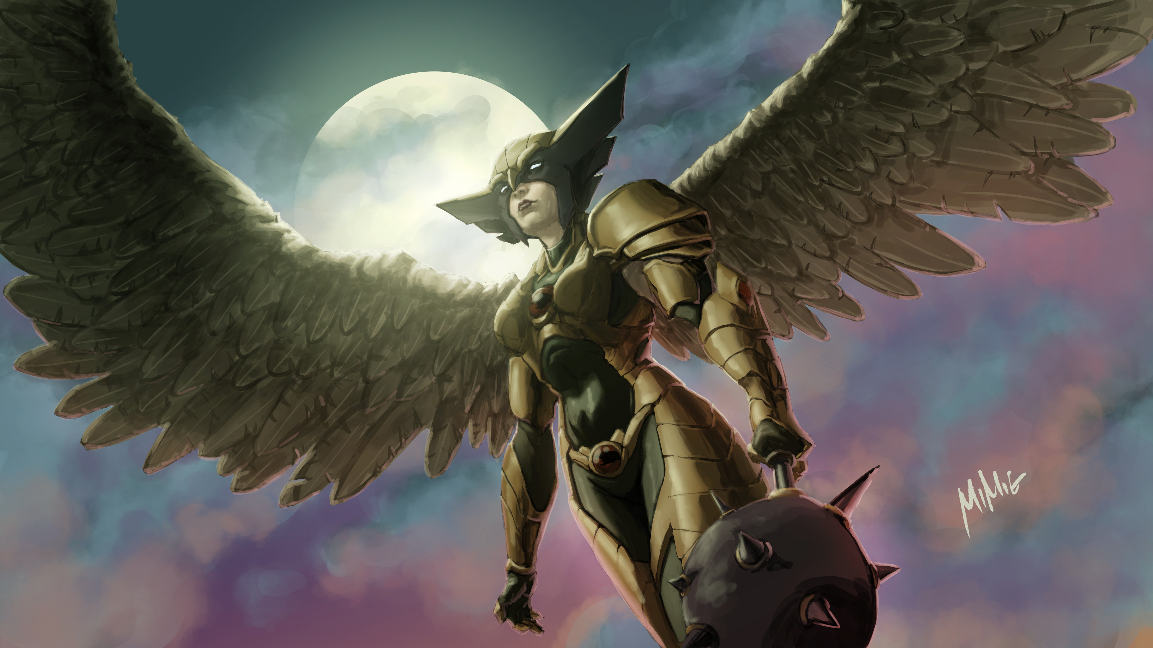 Hawkgirl 4k Ultra HD Wallpaper by Miguel Blanco