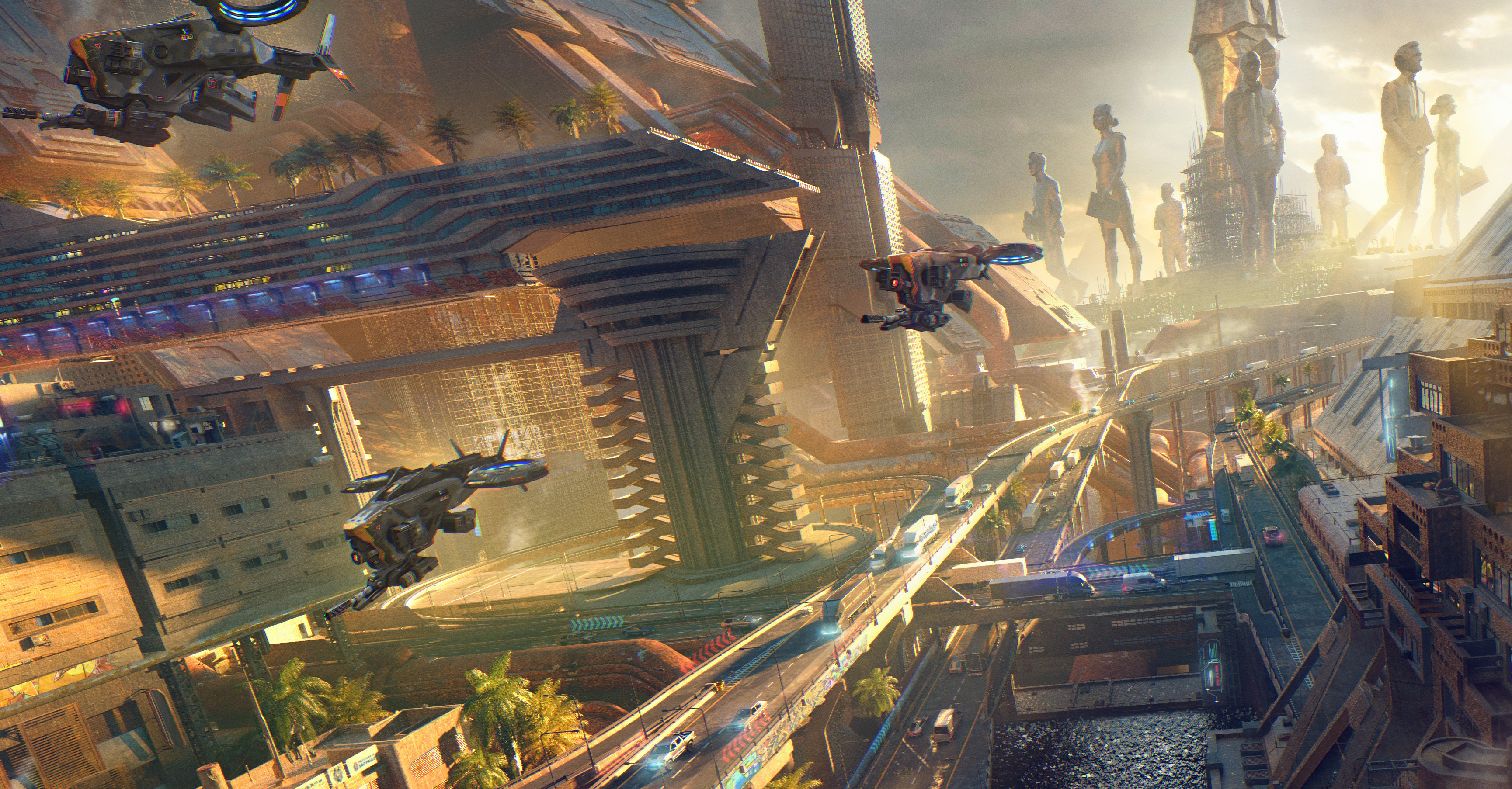 Download Sci Fi City Sci Fi City HD Wallpaper by Dmitry Zaviyalov