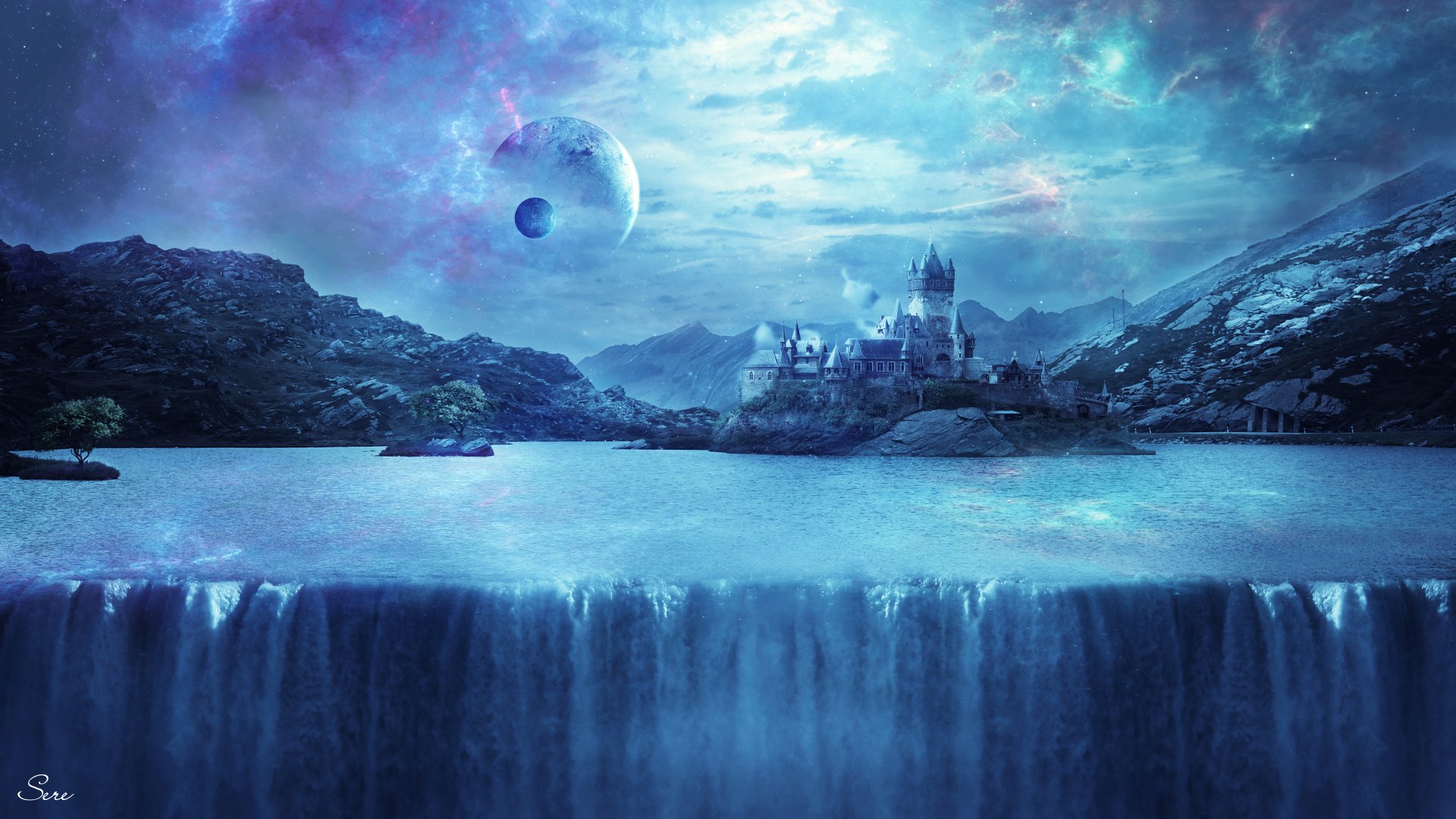 Download Castle Landscape Fantasy Waterfall Fantasy Landscape 4k Ultra ...