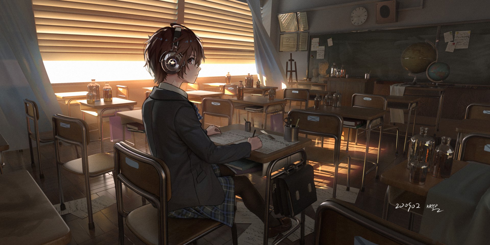 Download Classroom Anime Original HD Wallpaper by KRYP_132