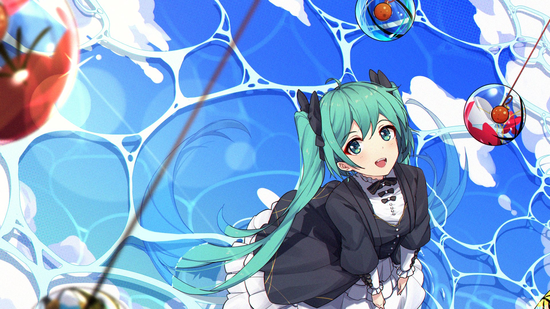 Download Blue Eyes Blue Hair Long Hair Hatsune Miku Anime Vocaloid HD Wallpaper by 渣音Re.
