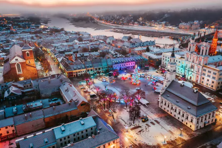 Lithuania winter cityscape man made town HD Desktop Wallpaper | Background Image